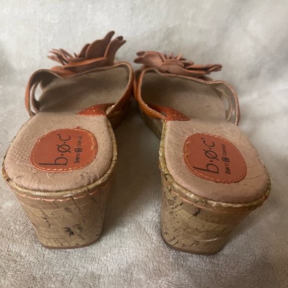 BOC Sandals Women's 9 Orange Floral Cork Wedge Slip On Cushioned Comfort Shoes - Picture 13 of 15